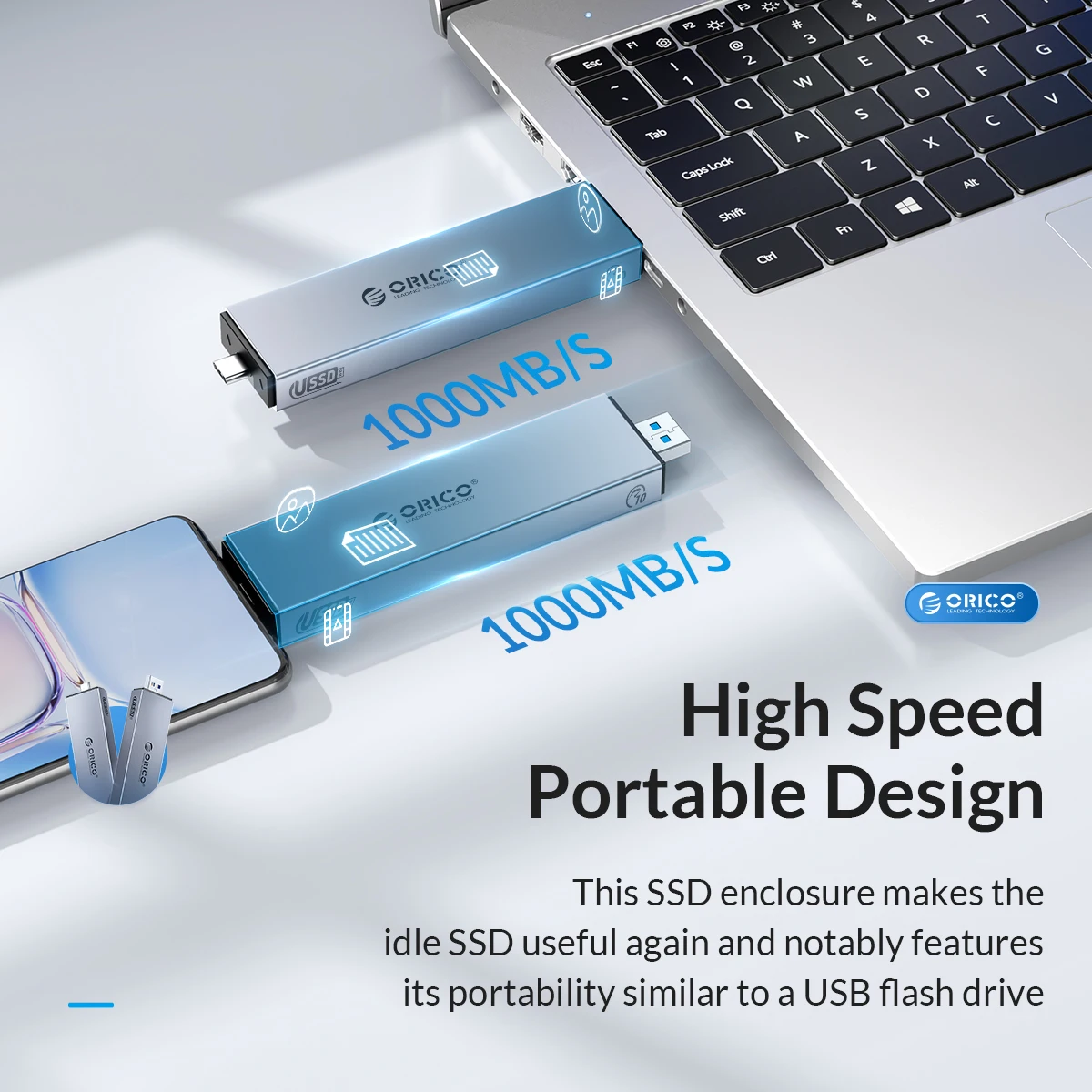 ORICO-carcasa SSD de aluminio 2 en 1, interfaz Dual USB A tipo C, M.2, compatible con M2, NVMe, clave M, SATA, NGFF, clave M y B, herramienta de disco duro gratis - imagen 3