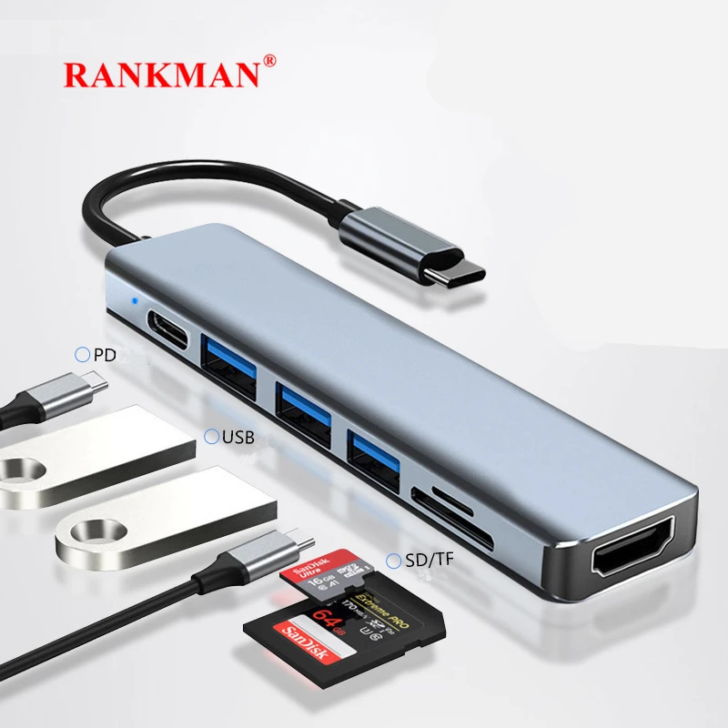 Hub Multipuerto USB-C HDMI 4K Lector SD TF Carga PD 100W - imagen 4