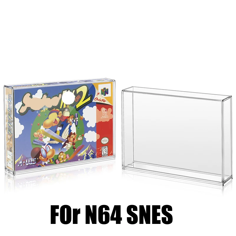 Estuches acrílicos para tarjetas de juego N64 SNES, cajas de exhibición transparentes para cartuchos Retro, organizador de almacenamiento resistente a los arañazos