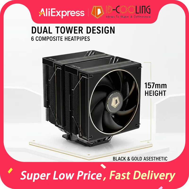 ID-COOLING A620 doble torre 6 tubos de calor 152mm de alto CPU enfriador 12CM 4PIN ventilador de refrigeración para Intel LGA1851/1700/1200/115X AMD AM4/AM5