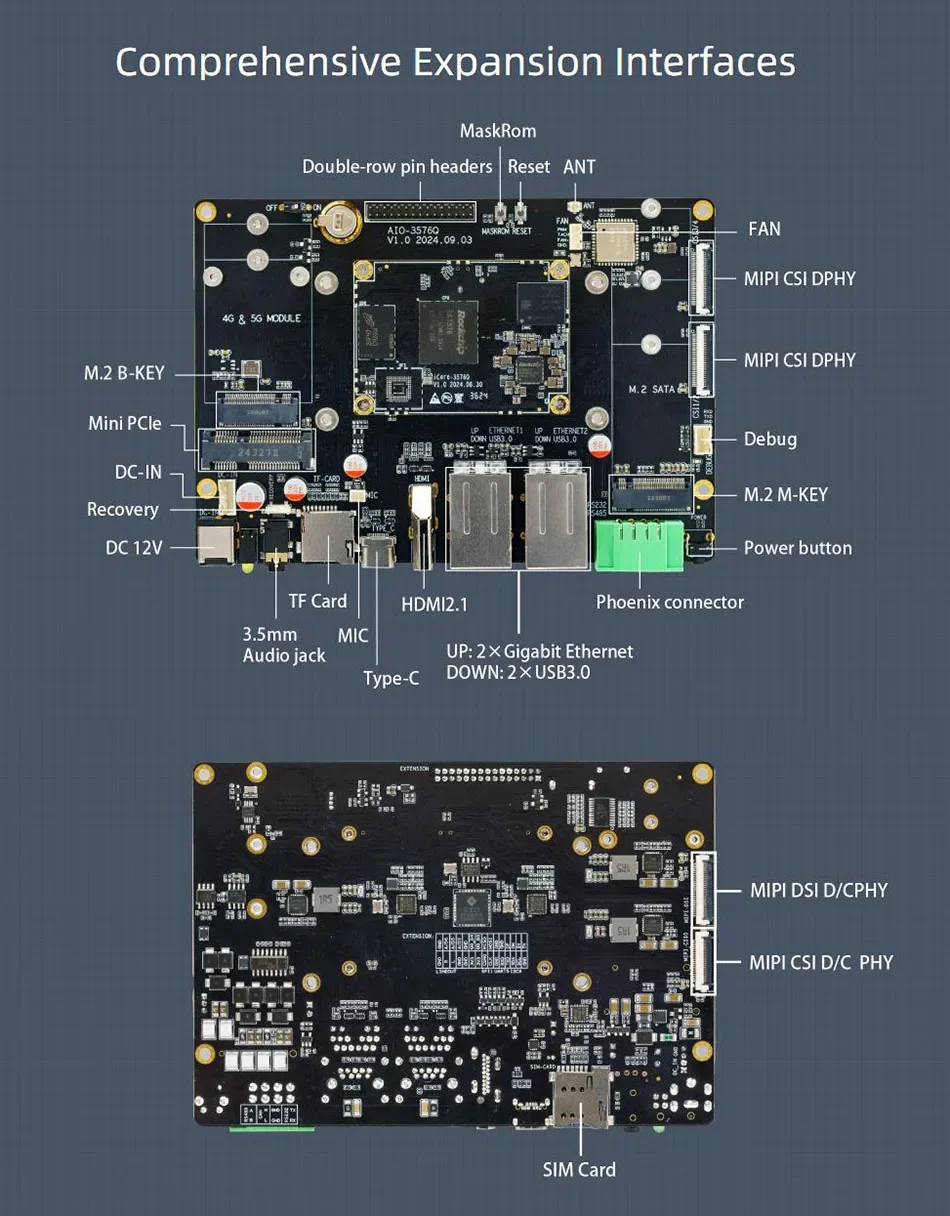 Firefly iCore-3576Q Placa central RK3576 de modelo grande de baja potencia 6 Tops Computing Power Aiot Computing de bordes de grado industrial - imagen 5