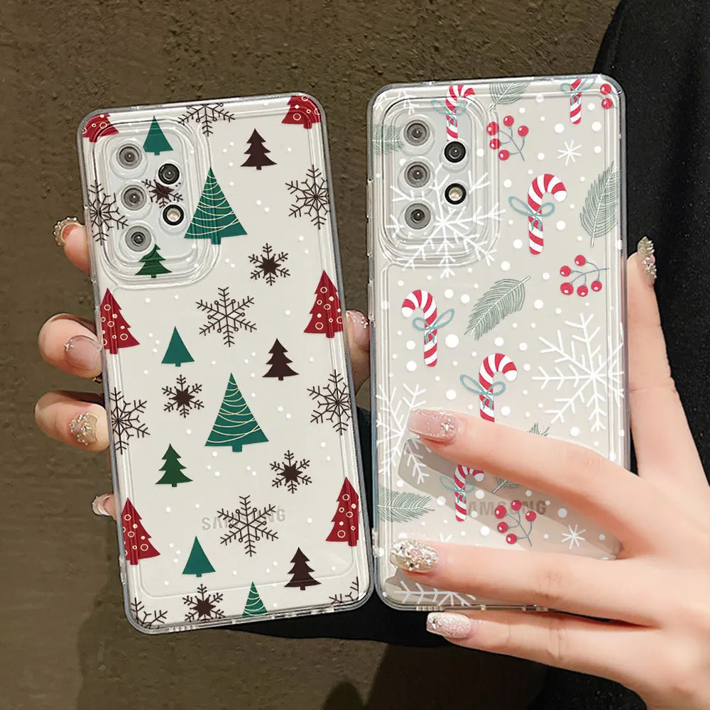 Funda de teléfono Feliz Navidad para Samsung A55 5G S24 Ultra A54 A53 A35 A15 A16 S23 FE S22 S21 S20 FE suave TPU Carcasa Funda