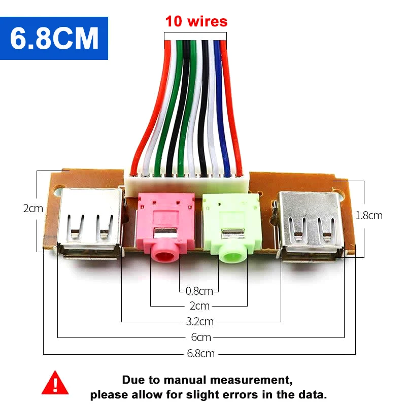 6,8/7,4/7,8 CM PC Cables y conectores de ordenador Panel frontal USB/Audio frontal USB 2,0 enchufe protector extender micrófono cables de auriculares - imagen 5