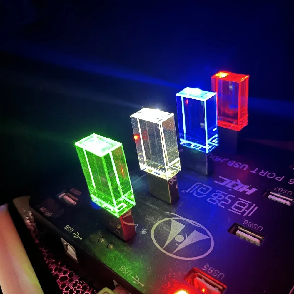 Unidad flash USB de madera cristalina 3,0 Pendrive 4GB 8GB 16GB 32GB 64GB 128GB Pen Drive regalo de boda productos con logotipo personalizado con caja - imagen 5