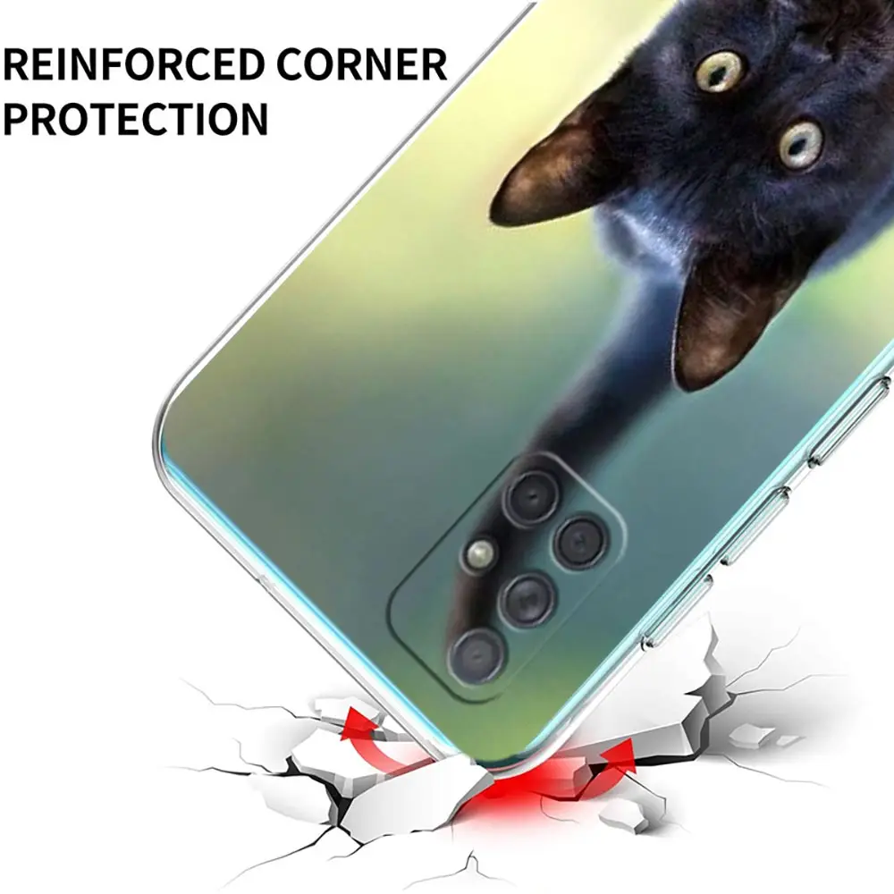 Funda para Samsung Galaxy A13 A23 A33 A53 A73 5G A51 A71 A21S A12 A11 A31 A41 A03s A52 A32 A22 cubierta transparente ojo estrellado de gato negro - imagen 4