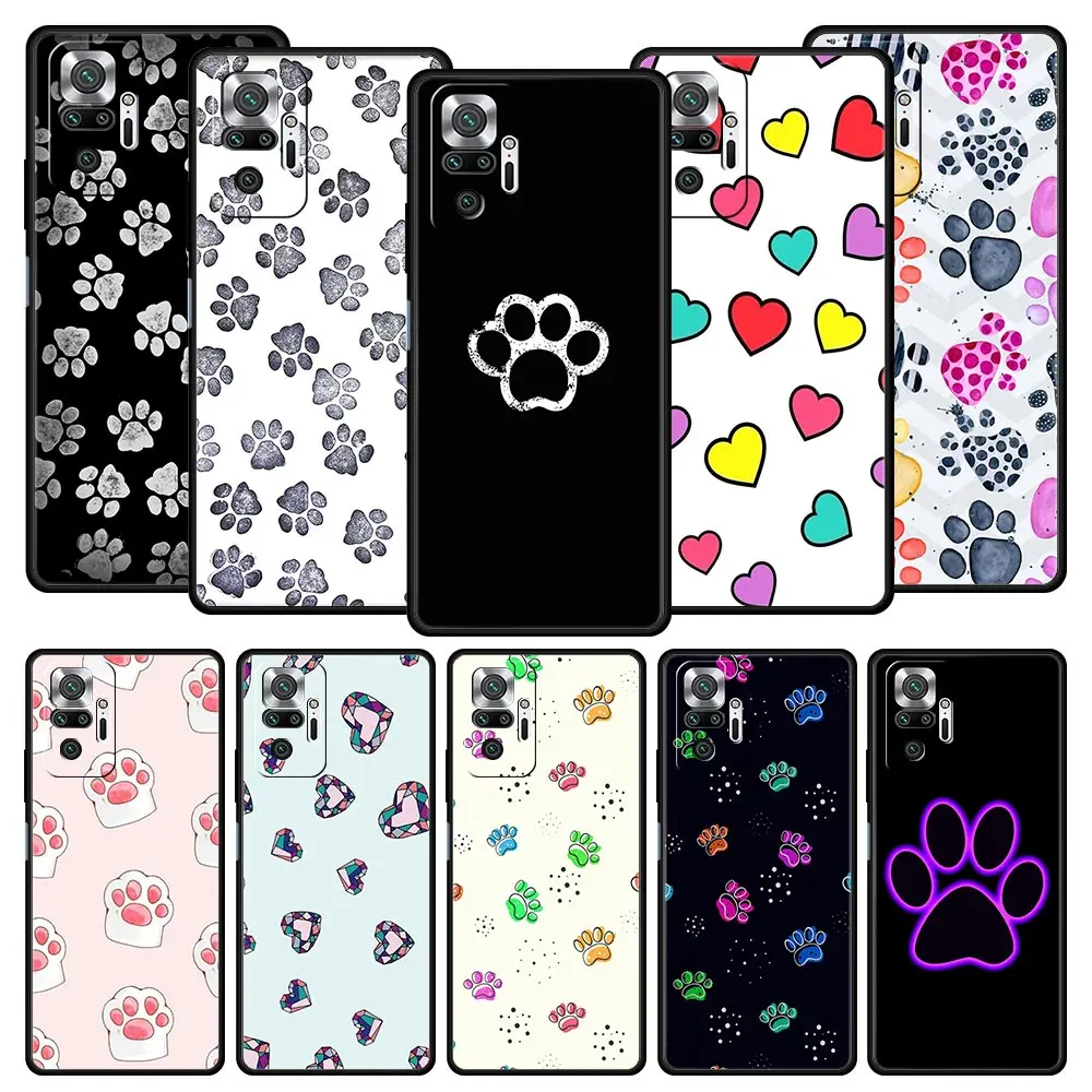 Funda de teléfono con pata de perro y gato para Xiaomi Redmi Note 13, 12, 5G, 11, 10 Pro Plus, 4G, 9S, 8, 7, 9T, 13C, 10C, 9C, 9A, funda de silicona suave