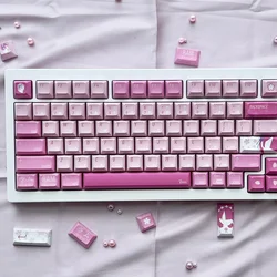 Teclas PBT Maid Pink para teclado mecánico – Perfil KCA Azul