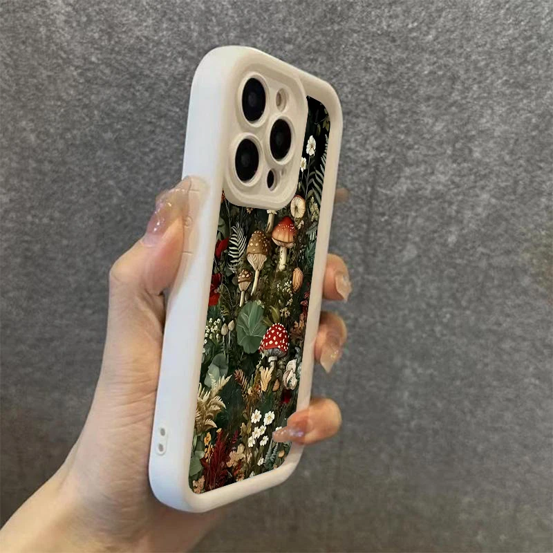 Funda de teléfono suave de silicona con diseño de seta y flor bonita para iPhone 11 12 13 14 15 16 17 Pro Max 17 Air 16E XS X XR 7 8 Plus - imagen 4
