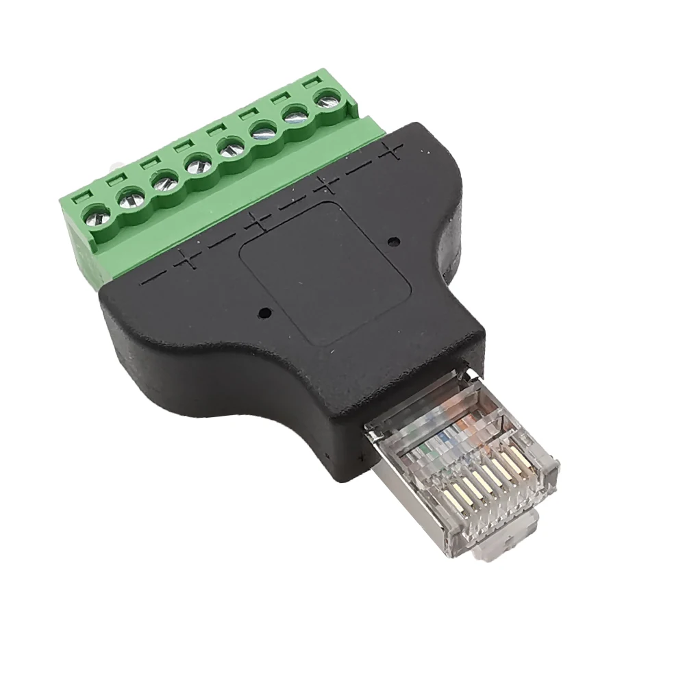 1 Uds RJ45 8P8C hembra a 8 pines macho hembra perno tipo tornillo terminales adaptador conector para extensor Ethernet Cat CCTV - imagen 2