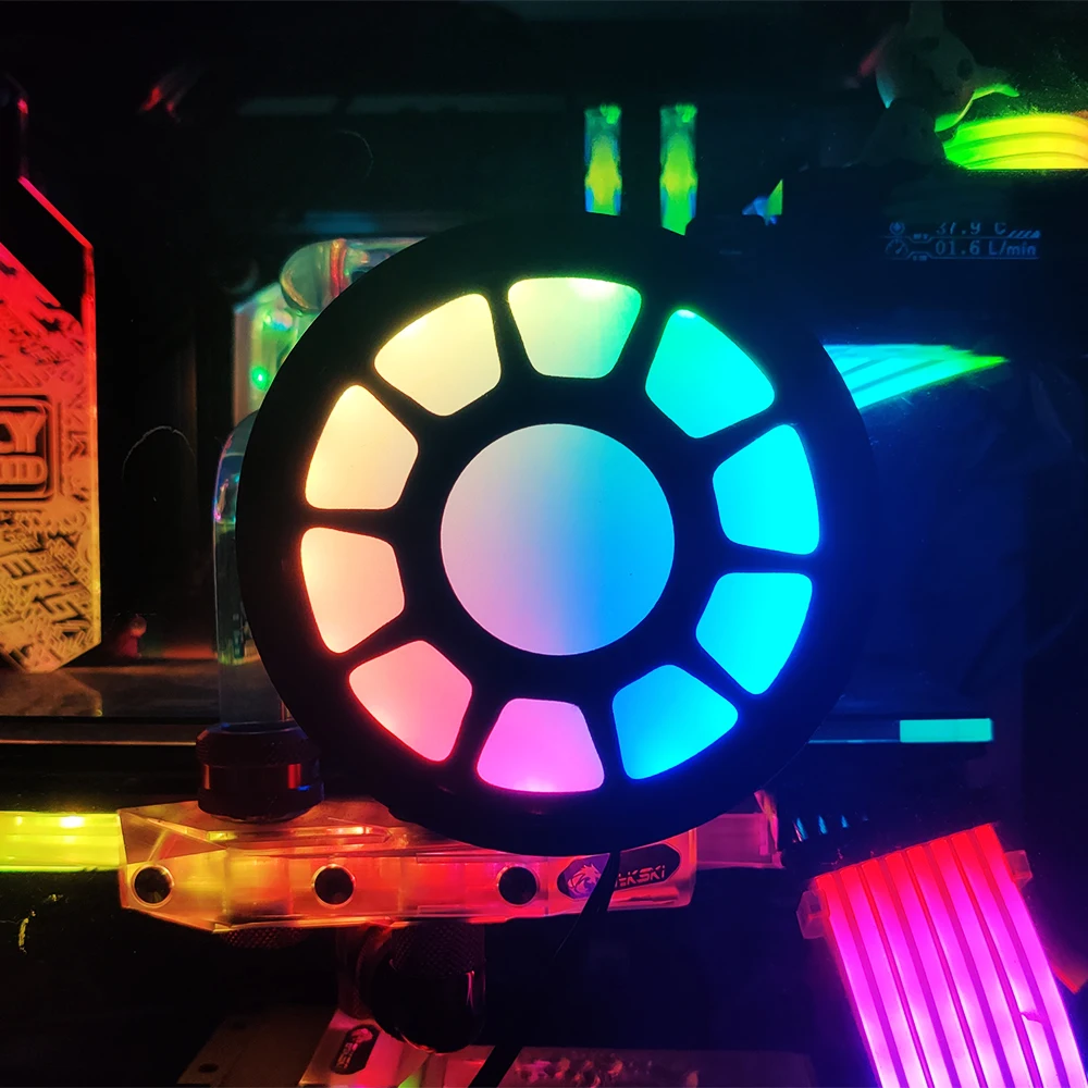 RGB figura inferior PC caja iluminación círculo juguete Base A-RGB chasis Panel 5V3Pin sincronización AURA Gamers MOD ARGB placa personalizable DIY - imagen 5