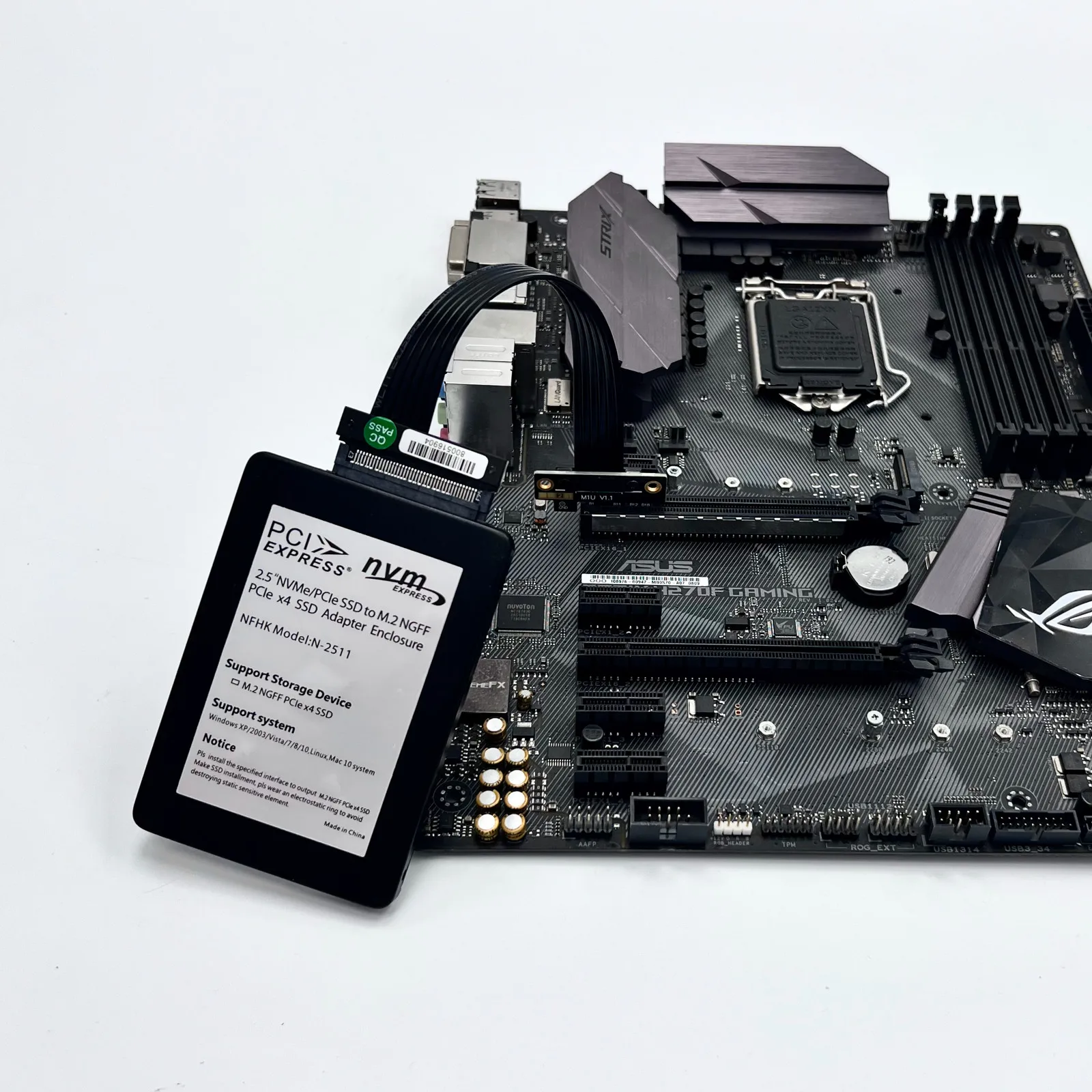 ADT M17UF PCI Express 4.0 x1 a U.2 SSD (SFF-8639) Adaptador extensor de cable de extensión U.2 (SFF8639) SSD a PCIe x1 Cable elevador de ranura - imagen 5