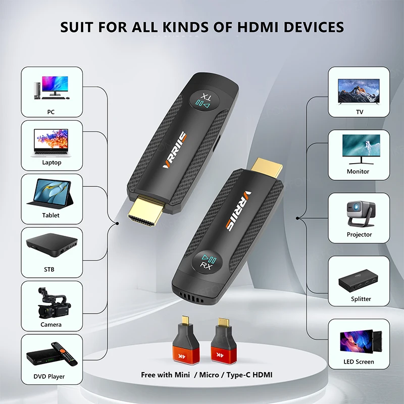 100M Wireless Video Transmitter and Receiver HDMI-Compatible Extender Display Adapter Cable Screen Mirror for Camera PC To TV - imagen 4