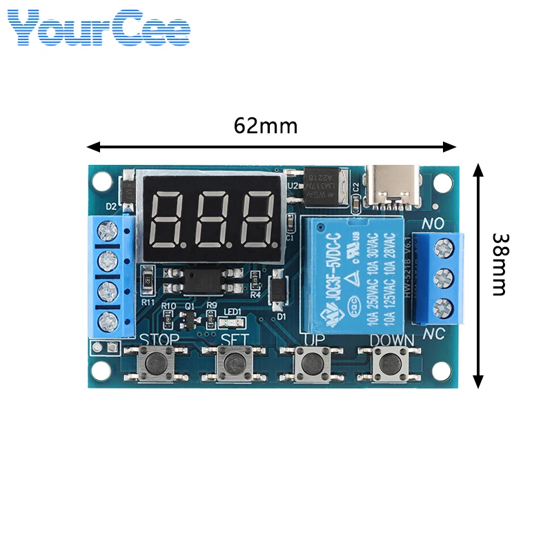 Módulo de relé de 1 canal, circuito de retardo de tiempo de disparo, ciclo abierto, Control remoto inteligente en serie, placa de relé tipo C USB 6-30V - imagen 4