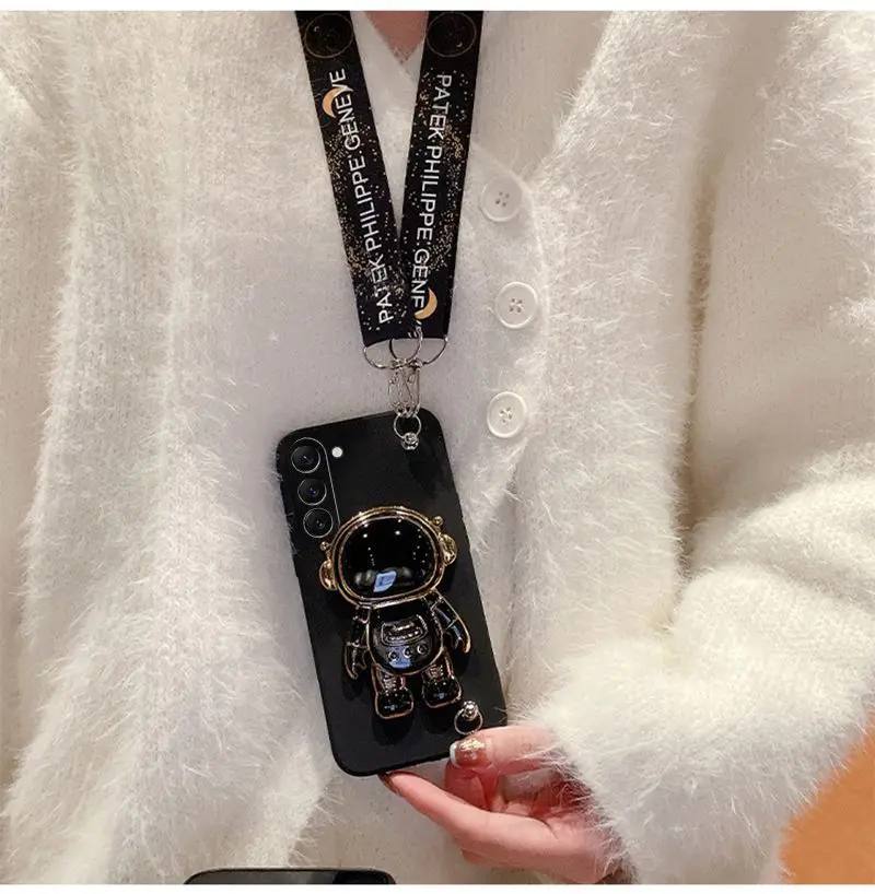 Funda de teléfono con soporte de astronauta con cordón cruzado para Samsung Galaxy M55, M54, M53, M14, M34, M33, 5G - imagen 4