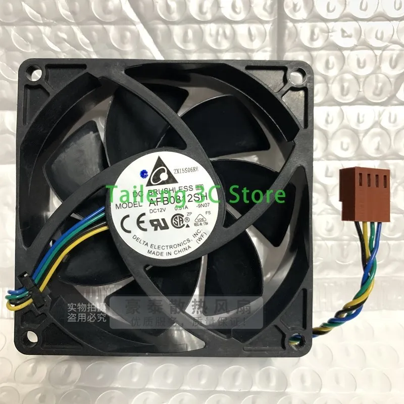 Ventilador de 80 mm 8025 para Delta AFB0812SH Ventilador de enfriamiento PWM de 80 mm, 12 V 0,60 A, 4 pines, 4500 RPM, 63 CFM, gabinetes de servidor de alta presión estática