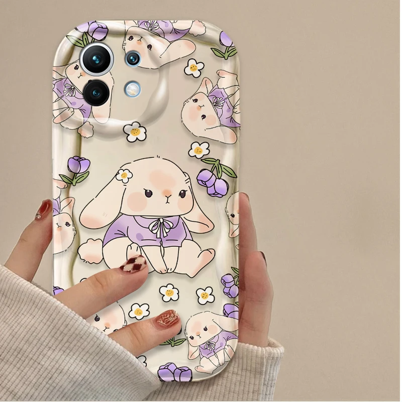 Lindo conejo flor onda caso para Xiaomi 14T 13T 12T 13 12 11 11i Lite 5G 10T POCO X5 X6 Pro X3 NFC X4 GT F3 F4 F5 F6 M6 M5S C65 - imagen 5