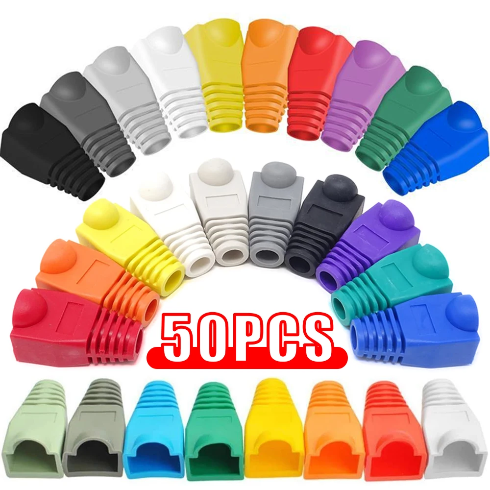 Conector de Cable Ethernet RJ45, tapa de cubierta de enchufe, Cable de red Cat5 Cat6, botas de alivio de tensión, Protector, funda protectora de colores mezclados