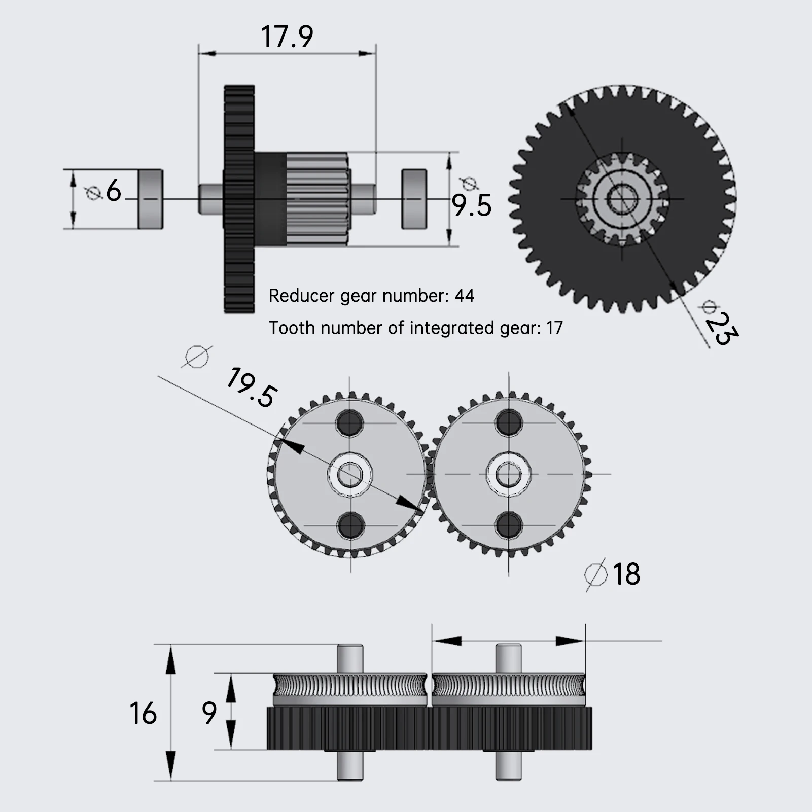 Engranaje extrusor de HGX-LITE, extrusora de engranaje reductor de acero endurecido totalmente de Metal para piezas de impresora 3D serie CR-10/10S/Ender-3/3 V2 - imagen 4