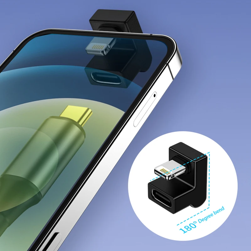 Convertidor Apple 13, carga rápida, juego en forma de U sin bloqueo de manos, iluminación Apple a cabezal convertidor TypeC, 1 Uds. - imagen 5