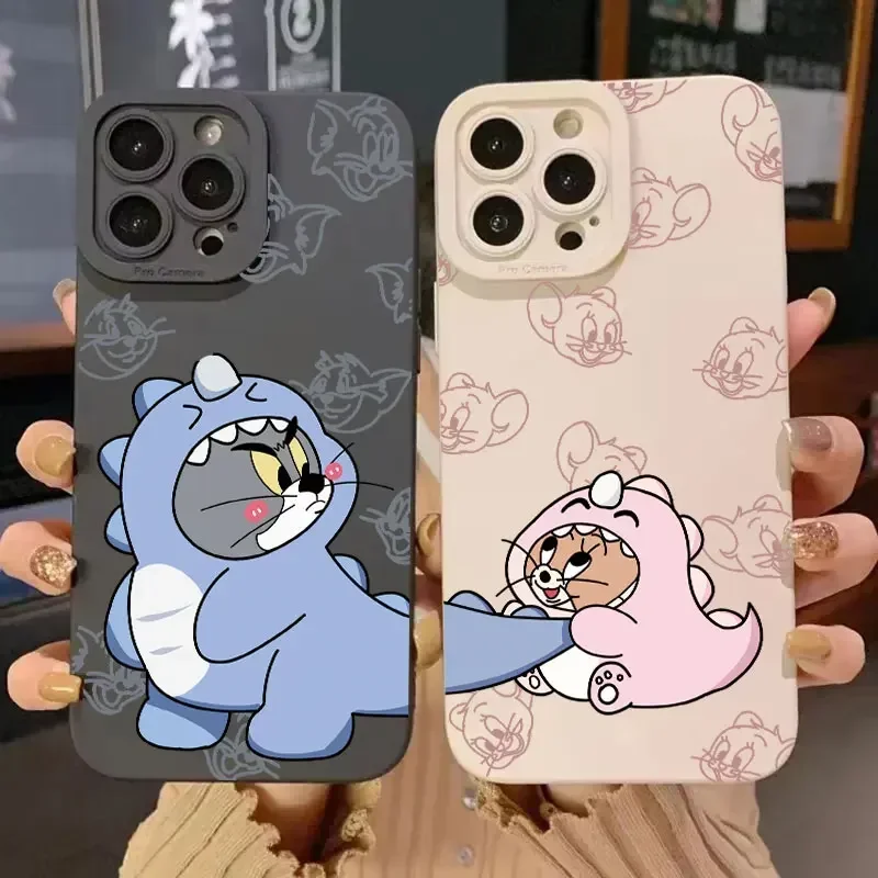 Funda de teléfono de pareja de Tom y Jerry de dibujos animados para iPhone 16 11 12 13 14 15 Pro Max Mini Plus XS X XR Max 7 8 SE cubierta trasera a prueba de golpes - imagen 2