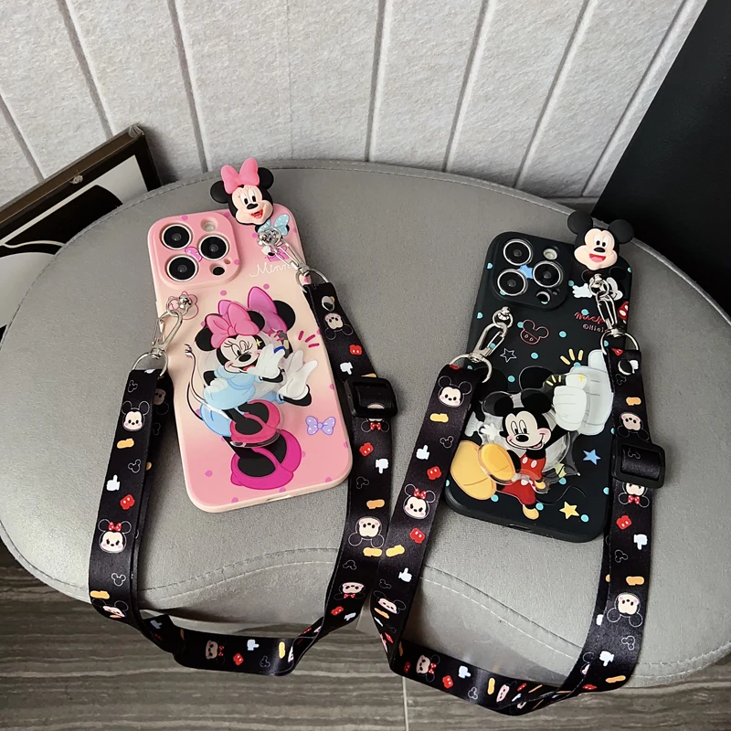 Para iPhone 16 15 14 13 12 11 XR Xs 8 7 6 Pro Max mini Plus e Wink Minnie Funda con cuerda de soporte - imagen 2