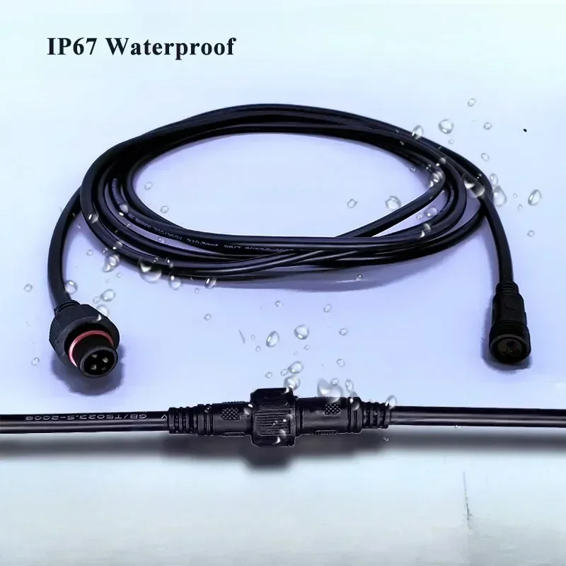 Cable conector de alimentación impermeable para exteriores, 2, 3, 4, 5, 6, 7, 8 pines, IP67, Cable de enchufe de acoplamiento LED, línea de extensión cuadrada macho hembra de 0,3-2,5 - imagen 4