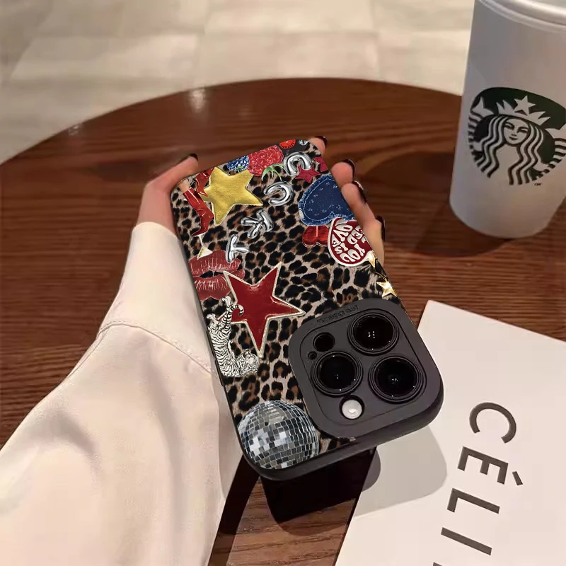 Funda de teléfono con estampado de guepardo, diseño de estrella y leopardo Vintage, para iPhone 16E 16 15 14 13 12 11 Pro Max XS X XR 7 8 Plus 16 - imagen 3