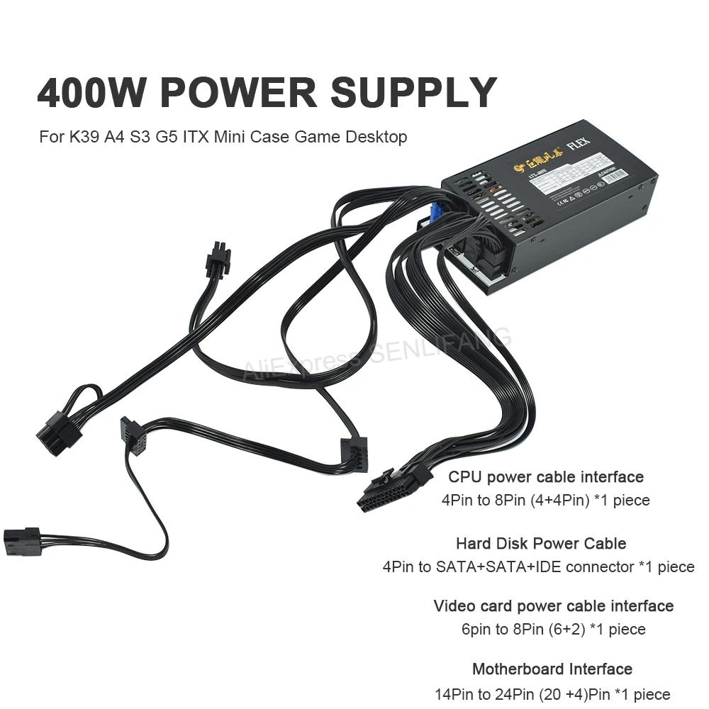 Nueva fuente de alimentación de PC 400W 600W Modular completo 1U Mini Flex ATX PSU para K39 A4 S3 G5 ITX Mini funda juego de escritorio 110-264V ENP-7660B - imagen 5