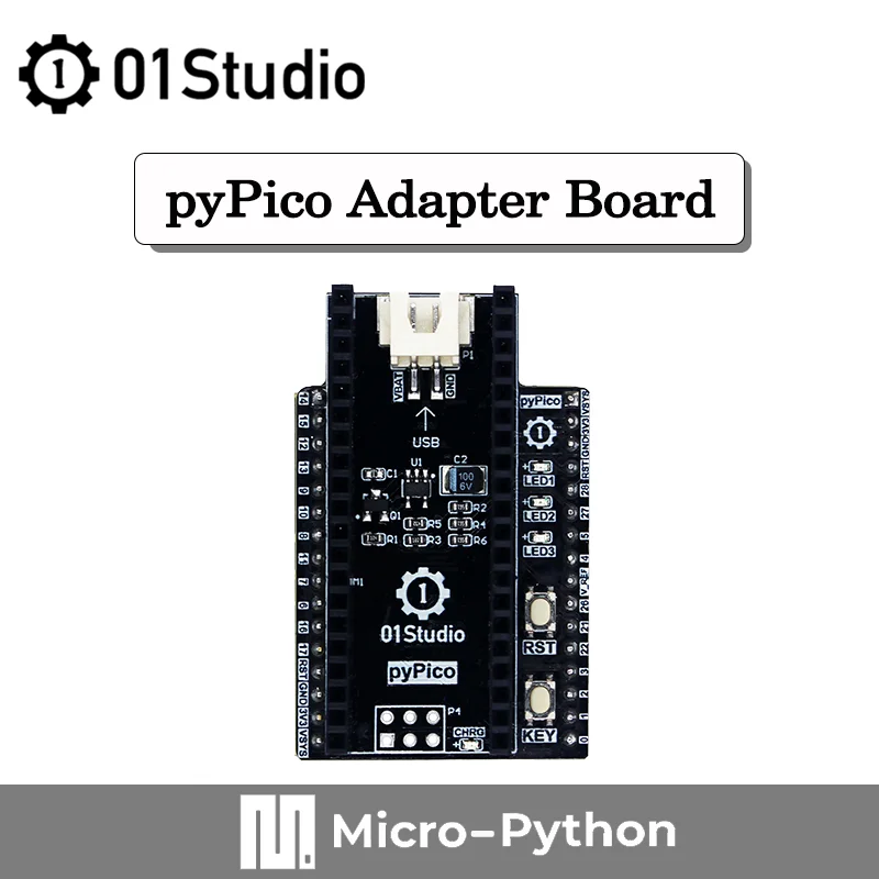 01Studio pyPico Placa adaptadora compatible con Raspberry Pi Pico MicroPython RP2040 Placa adaptadora