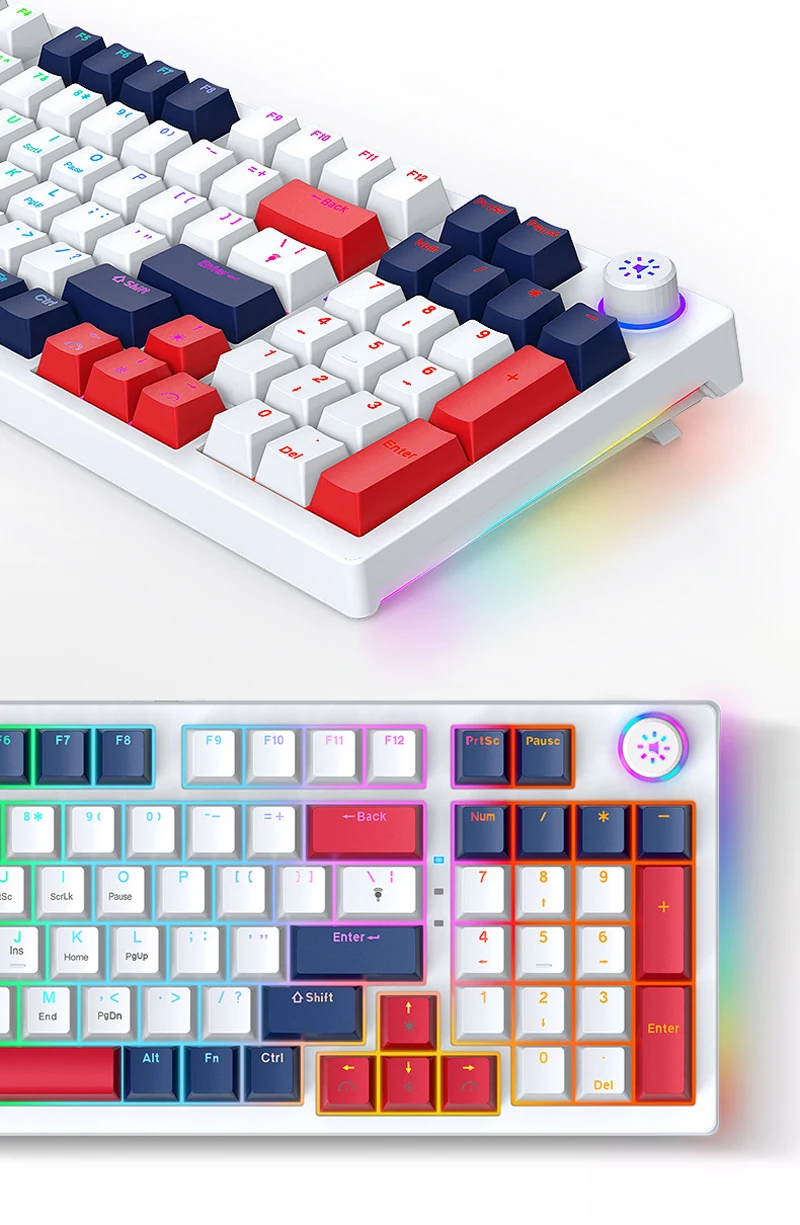Teclado mecánico para juegos H96 V3, dispositivo de 96 teclas, con tres modos de intercambio en caliente, RGB 3/5 GHz, inalámbrico/USB tipo C/Bluetooth 2,4 - imagen 5