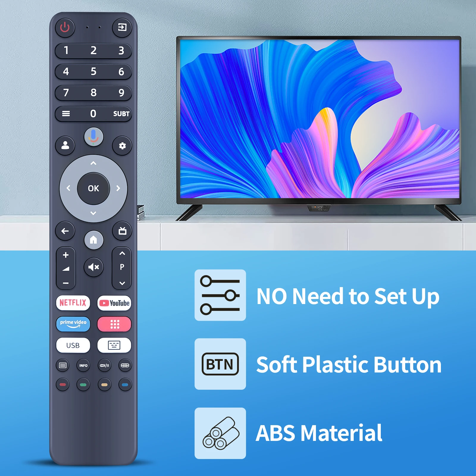 Nuevo Control remoto por voz para BLAUPUNKT TV 32UBG6000S 43UBG6000S 50UBG6000S Para ChiQ L32H7G L32H8CG U43H7C OK. OTV 43AU-5023C - imagen 3