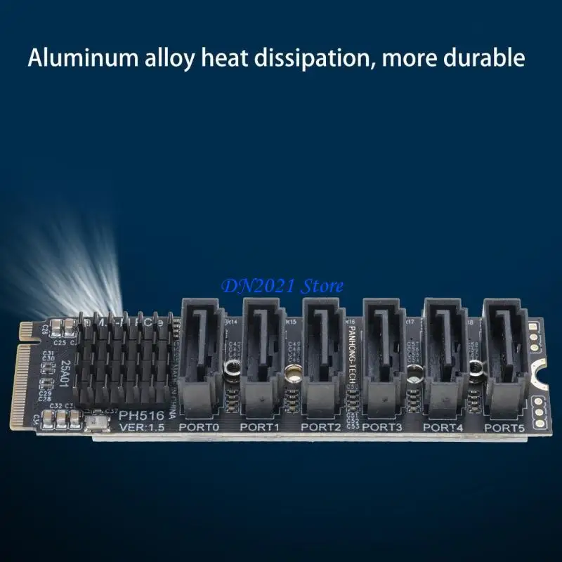 F3KE para tarjeta expansión M.2 m-key a 6 puertos 6Gbps 3,0 PCIe compatible con 6 dispositivos 3,0 convertidor