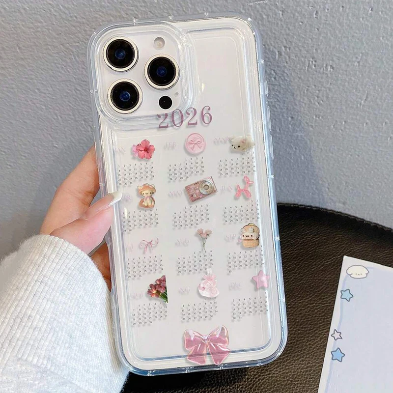 Funda de teléfono para Xiaomi Mi 13T 12T Pro 14 13 patrón de calendario cojín de aire funda de silicona transparente para Poco X6 F5 F7 Pro - imagen 3
