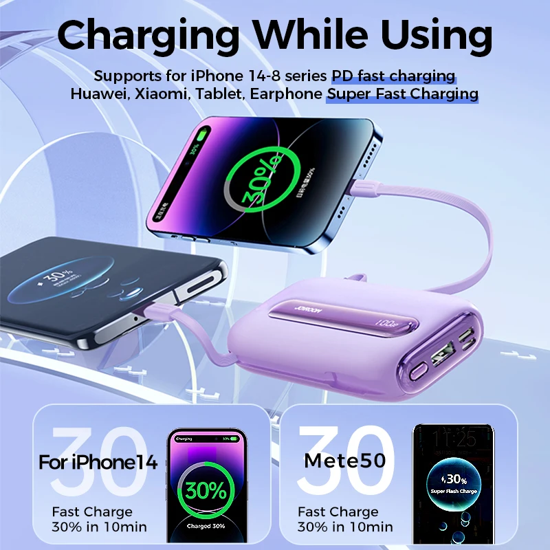 Joyroom-Batería Externa de 20000mAh con cuatro puertos de carga, PowerBank de 22,5 W con Cable tipo C para iPhone, cargador PD QC3.0 para Samsung y Xiaomi - imagen 4