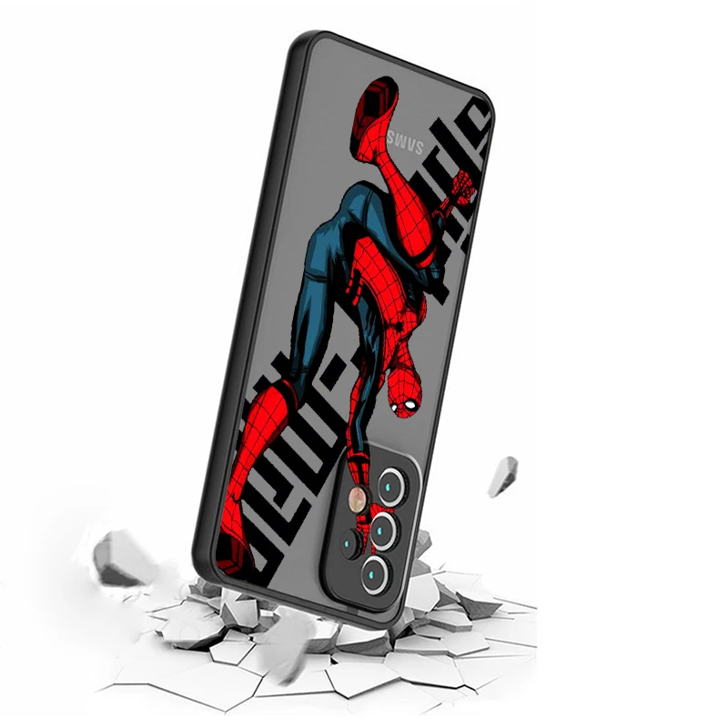 Marvel Hero Spider Man translúcido esmerilado para Samsung Galaxy S24 S23 S22 S21 S20 FE S10 S9 S8 Plus Ultra Pro 5G Back - imagen 3