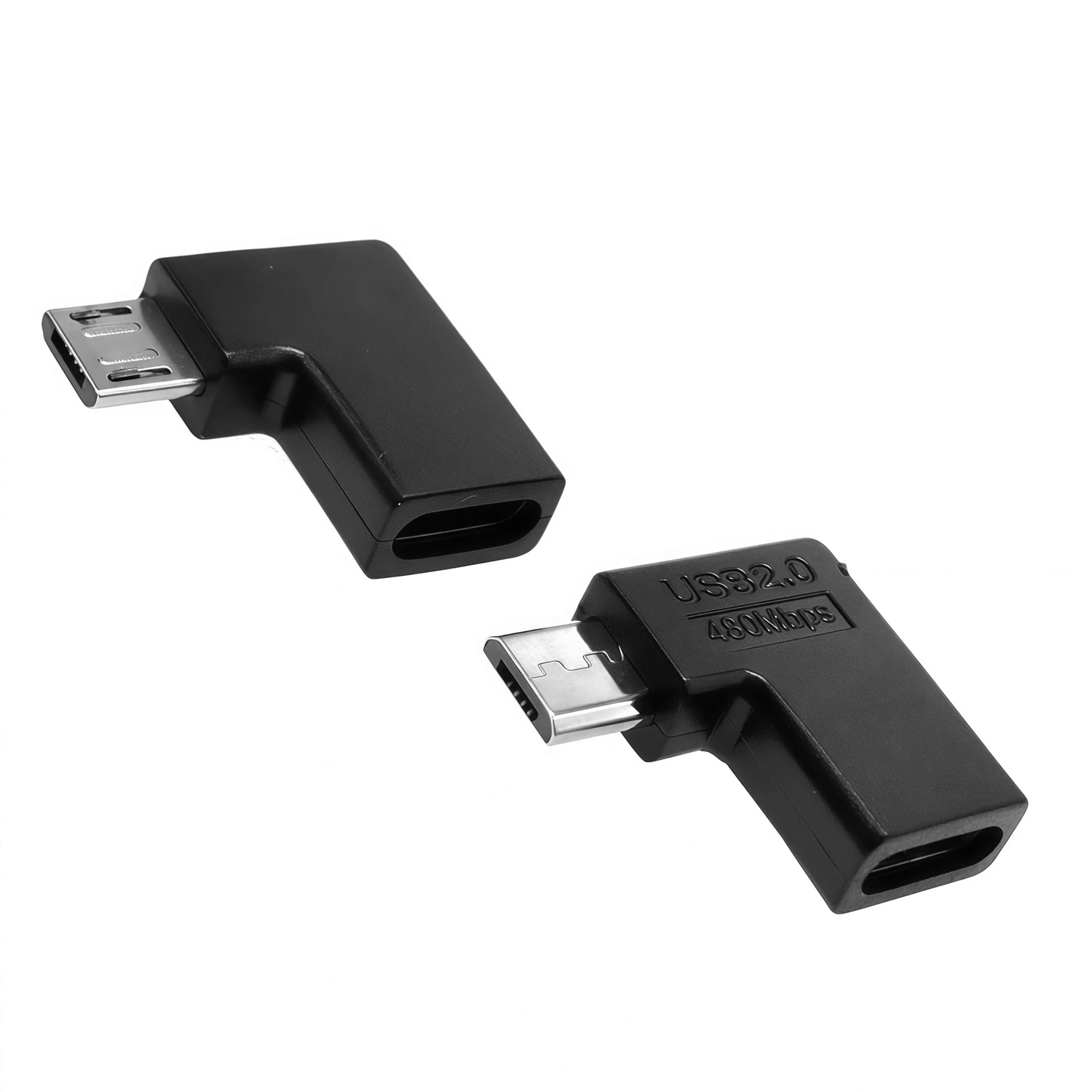 1 Uds tipo C hembra a Micro USB macho convertidor 480mbps tipo C a Micro USB ángulo de 90 grados para conector de extensión USB C