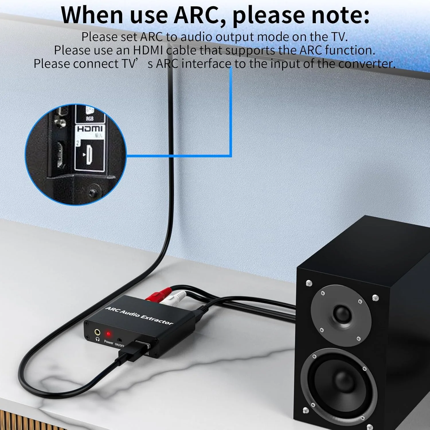Extractor de Audio ARC de 192KHz, compatible con HDMI, convertidor de conector RCA Coaxial óptico de 3,5mm para altavoz HDTV, barra de sonido, auriculares - imagen 5