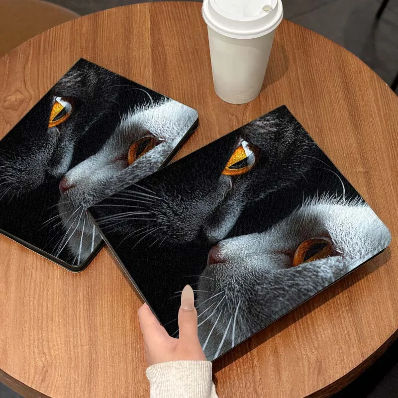 Arte gatito blanco y negro para iPad Pro Air Mini 1 2 3 4 5 6 7 7th 8th 9th 10th 11th 10,2 9,7 10,5 10,9 11 12,9 funda para tableta