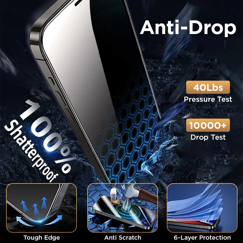 Joyroom 1/2 Uds Protector de pantalla privado de vidrio templado antiespía para iphone 15 14 13 Pro Max para iPhone 12 11 pro max vidrio - imagen 3