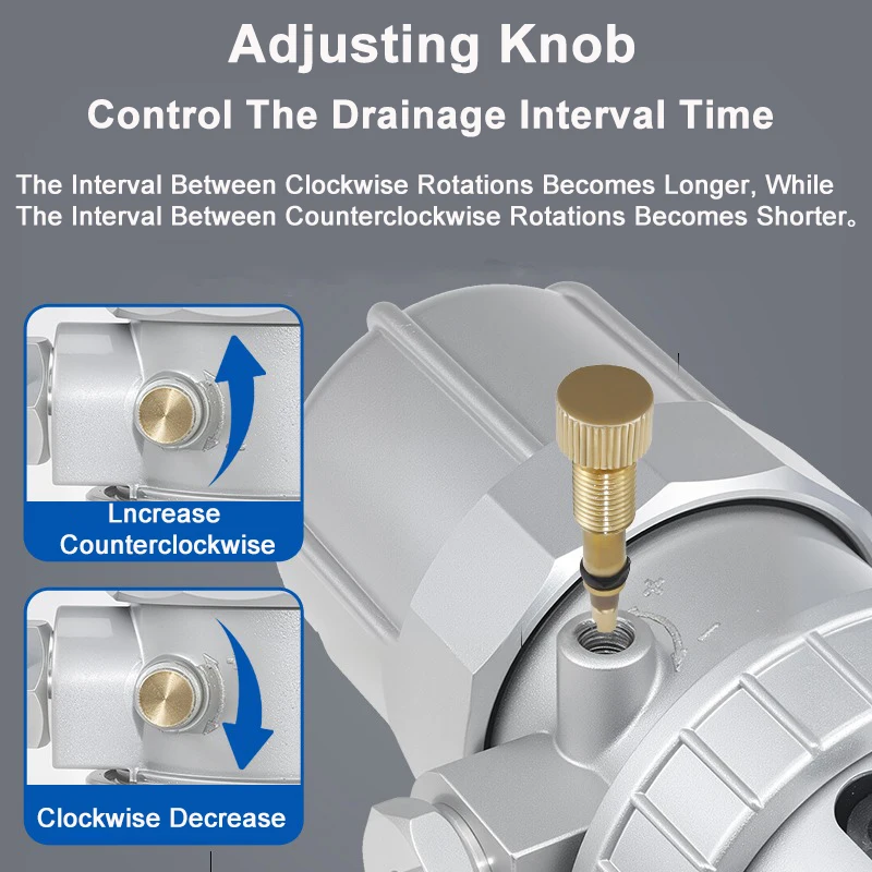 Válvula de drenaje automática, válvula de drenaje de compresor de aire neumático, AD-5, equipada con un filtro, drenaje de tanque de almacenamiento de aire ajustable - imagen 2