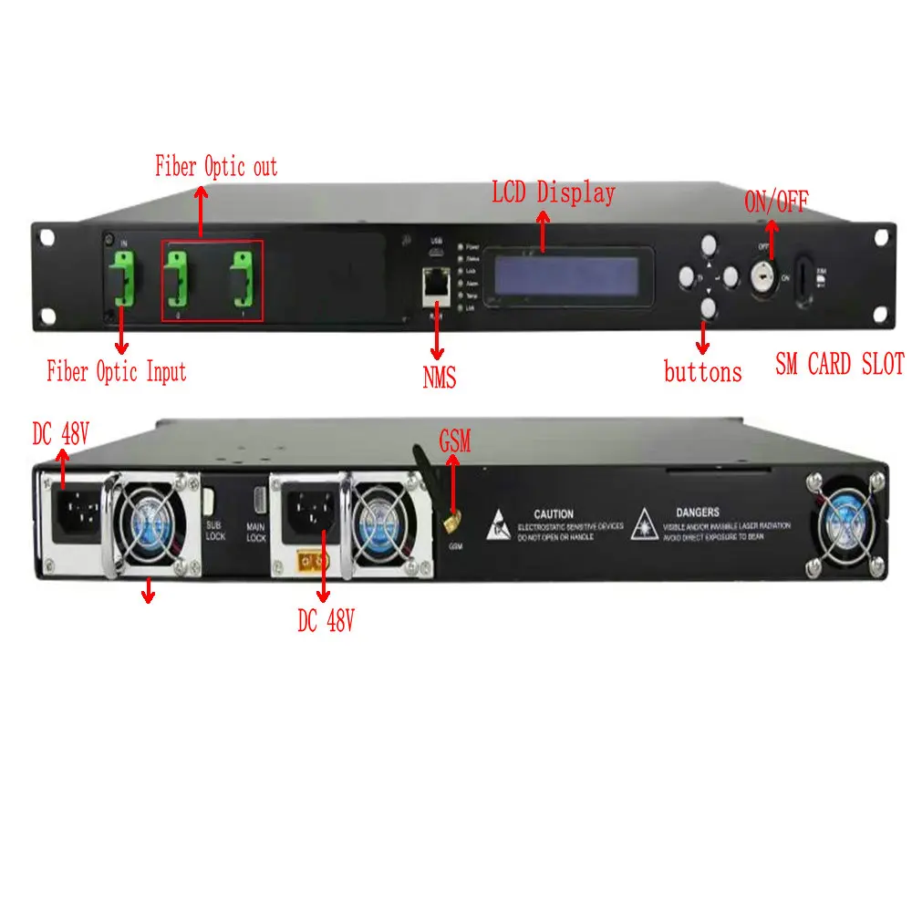 Amplificador de fibra Web + snmp 1u, 2x17db, 4x17db, alta potencia, Edfa Erbium dopado, Ftth, amplificador de fibra compensado por Erbium - imagen 4