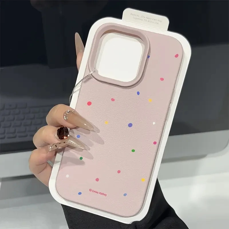 Funda de teléfono de TPU con patrón de lichi y punto ondulado para iPhone 17 Pro Max 16 15 14 13 12 11 16E XS X XR 16 Plus, funda de caramelo suave de aire - imagen 3