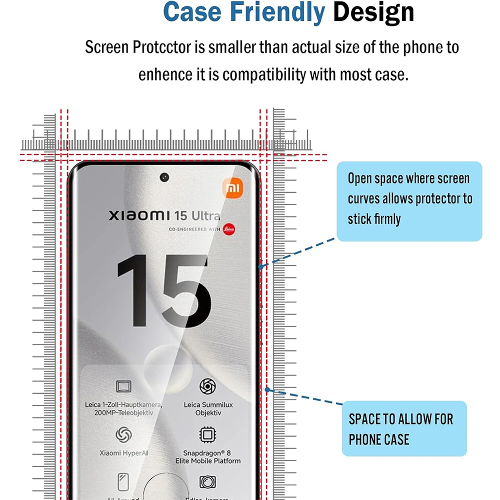 Vidrio templado curvo 3D para Xiaomi 15 Ultra Protector de pantalla de vidrio película protectora de lente de cámara de teléfono para Xiaomi Mi 15 Ultra - imagen 5