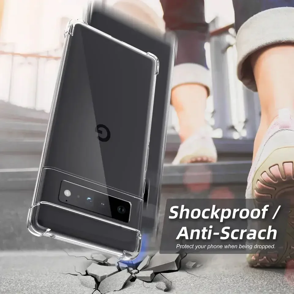 Funda de teléfono transparente de lujo para Google Pixel 9 pro 8 8A, cubierta trasera de parachoques de TPU, Pixel 7 6 Pro 6A, funda transparente antihuellas - imagen 5