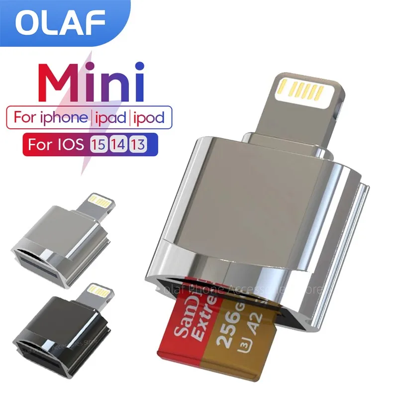 Convertidor de lector de tarjetas Micro SD TF para iPhone 13, 12 Pro, OTG a lector de tarjetas Micro SD, tarjeta de memoria relámpago, sistema ForiOS 13 superior