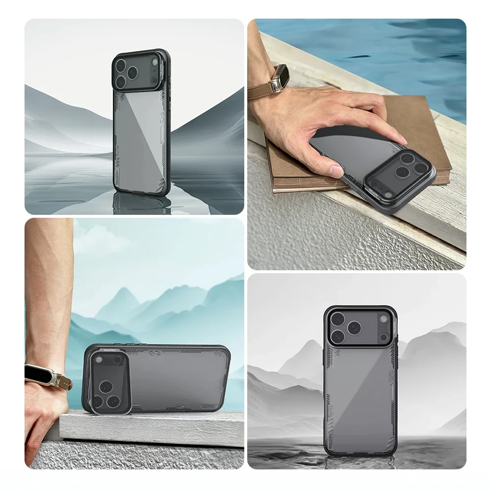 Nillkin para iPhone 17 Pro Max / 17 Pro funda iceblade Prop soporte de cámara lente transparente 360 protección completa contraportada - imagen 4