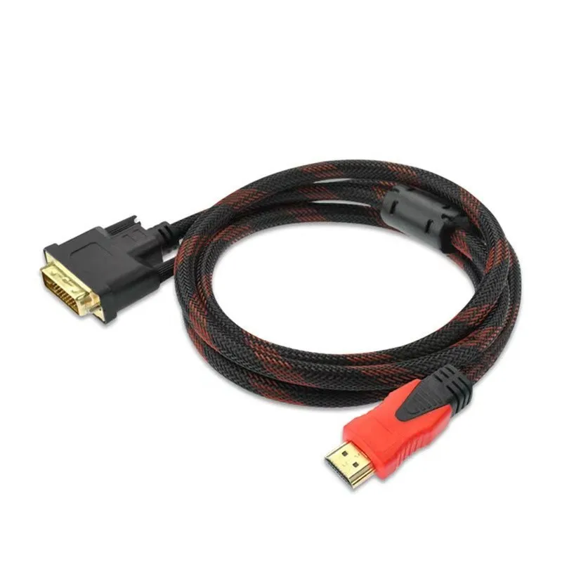 Cable HDMI de 1,5/3/5m compatible con DVI macho a Cable de vídeo macho de 24 + 1 pines para proyector de DVD HDTV DVI 1080P adaptador chapado en oro B6