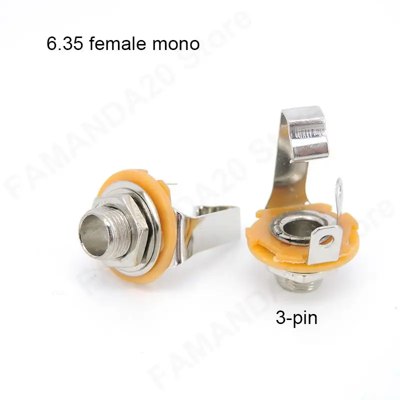 5 uds 1/4 "6,35mm Mono estéreo 2 3 pines poste hembra montaje en Panel conector de toma de corriente 6,5 cable de Audio enchufe adaptador de soldadura M20 - imagen 3