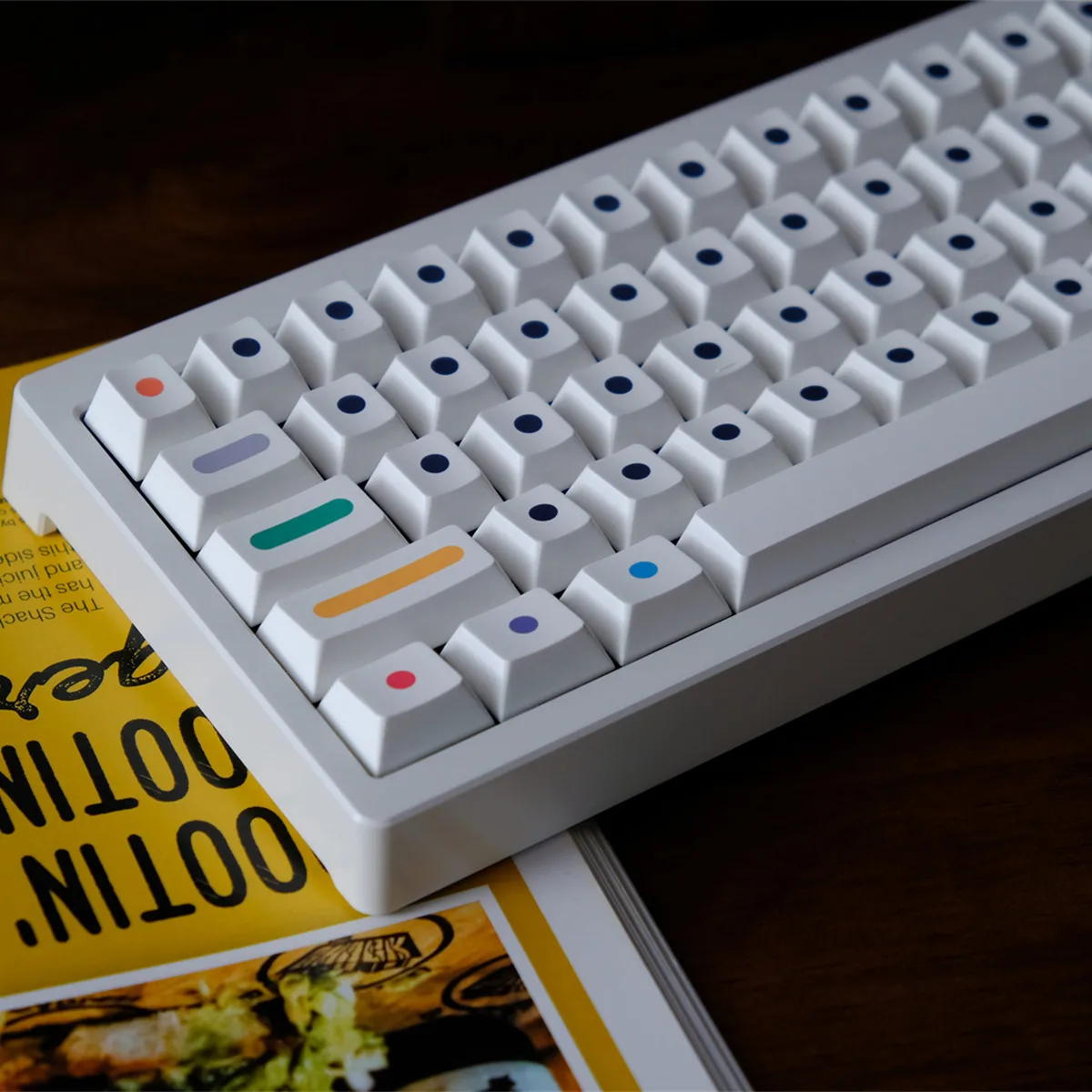 Teclas de punto redondo de 133 teclas, juego blanco minimalista, sublimación de tinte PBT, perfil de cereza para interruptores Mx, teclado mecánico Wooting60 - imagen 4