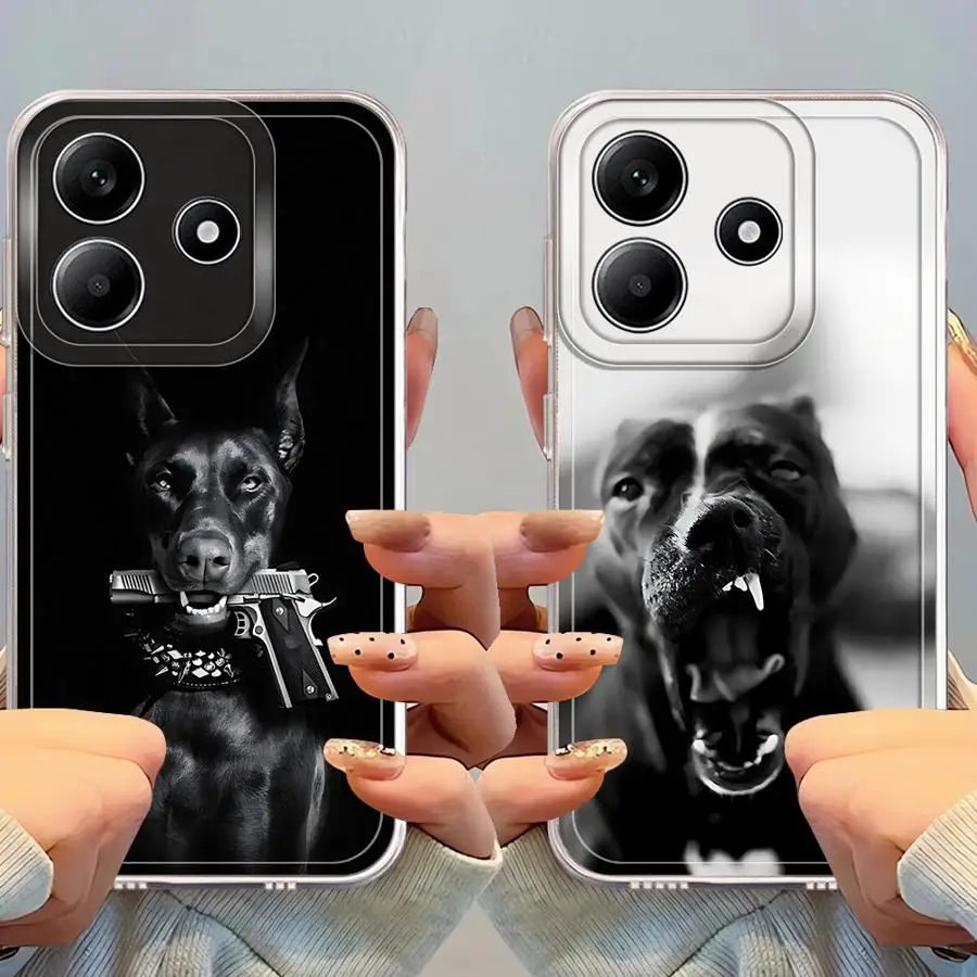 Cool Doberman funda de teléfono para Xiaomi Redmi Note 11 14 13 12 Pro Plus 10S 12S 10Pro 9 8 10Lite 11S transparente suave - imagen 2